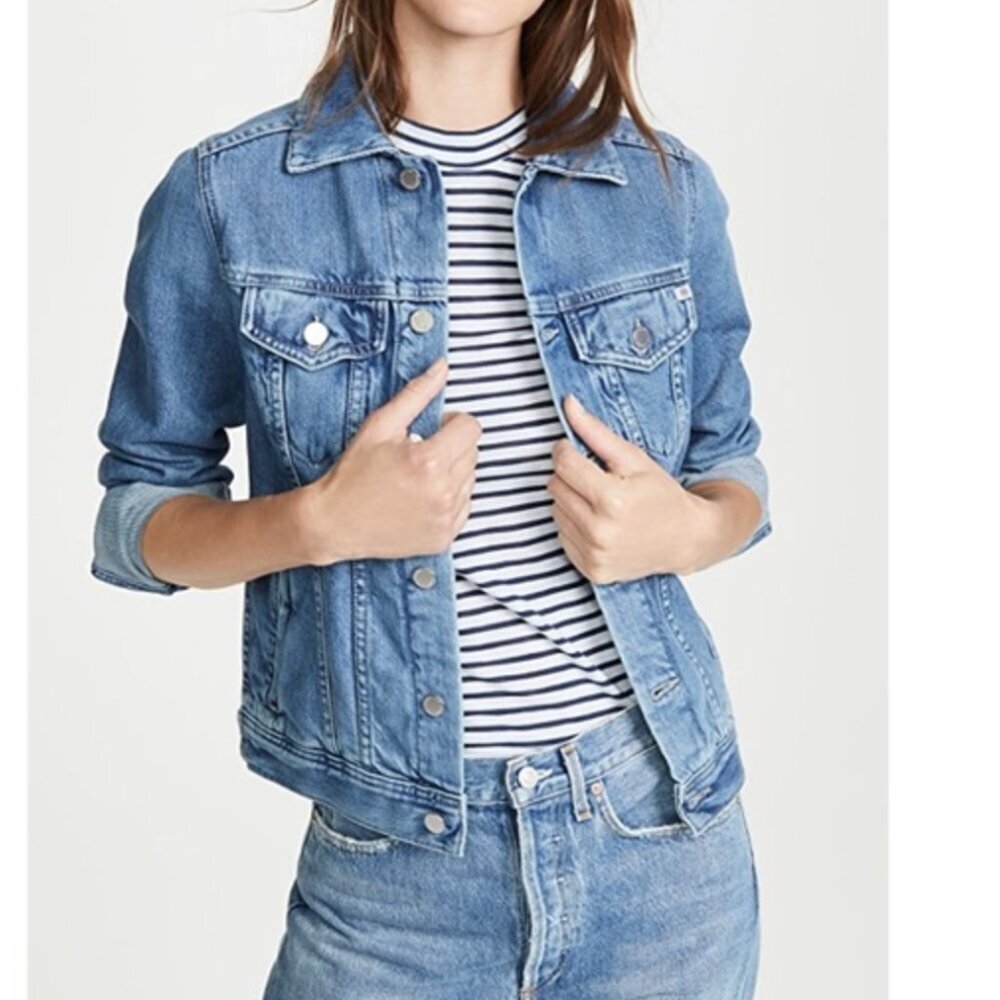 Ag Adriano Goldschmied Medium Blue Denim Trucker Jacket